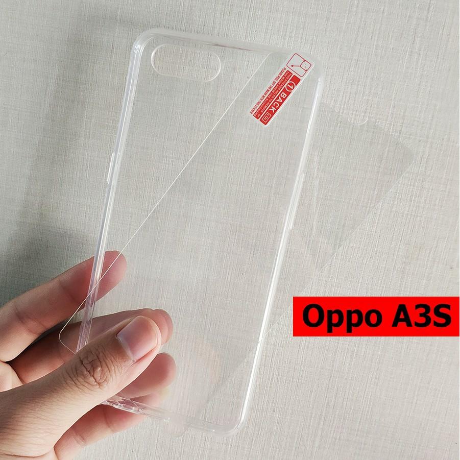 OPPO A3S Ốp lưng dẻo trong + Kính cường lực bảo vệ màn hình