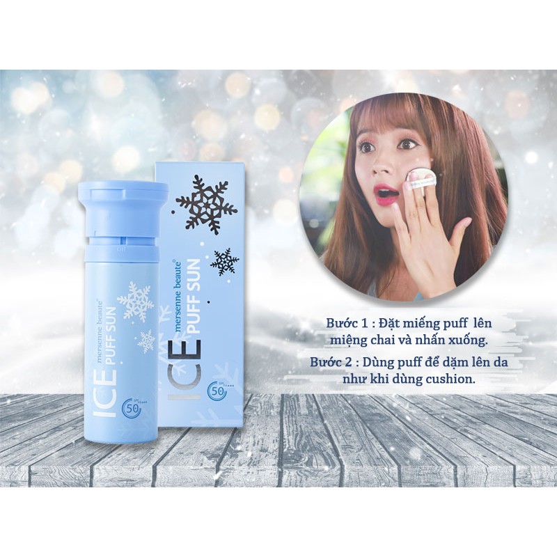 Kem chống nắng 3in1 make up mát lạnh mersenne beaute ice puff sun spf50+ 100ml