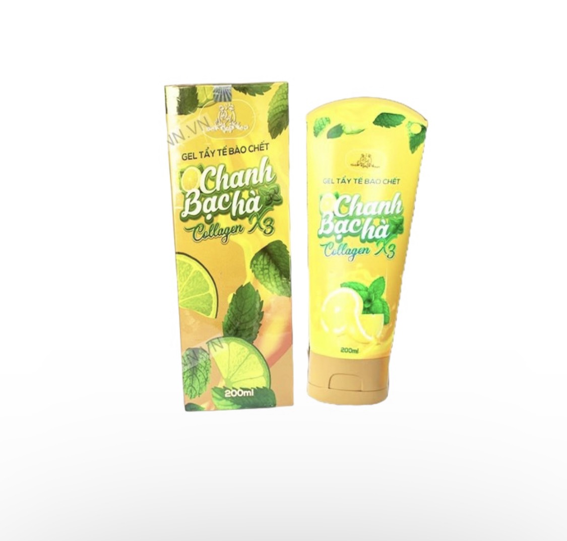 Tẩy tế bào chết Collagen x3 Đông Anh - Gel tẩy tế bào chết Chanh bạc hà 200ml