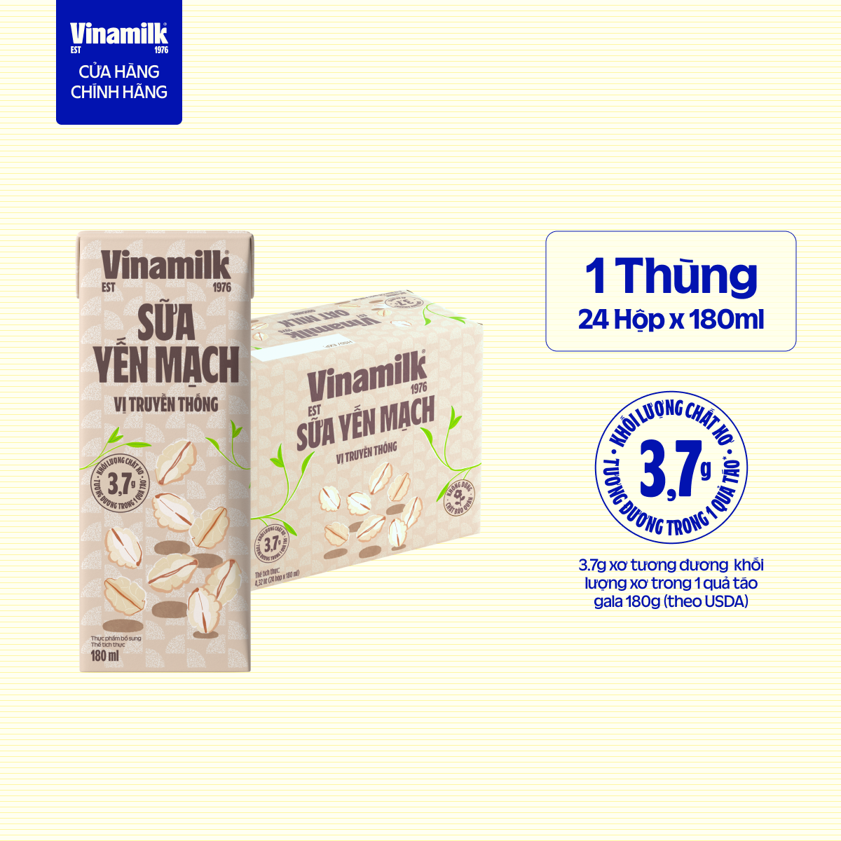  Thùng 24 Hộp Sữa Hạt Yến Mạch  Vinamilk 180ml 