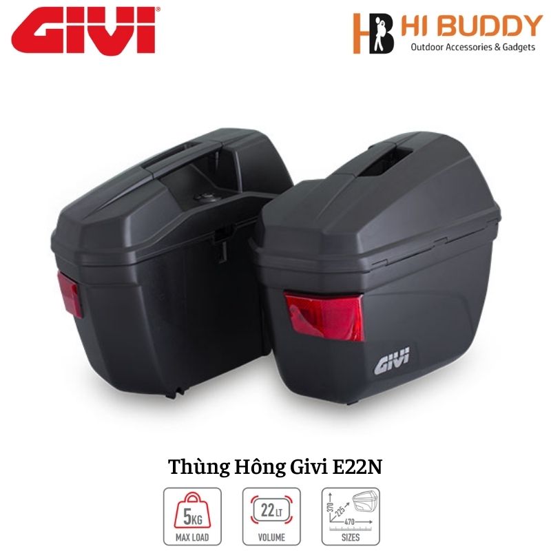 Thùng hông givi e22n monokey 22 lít và cặp baga hông givi sbl2000 – hàng chính hãng