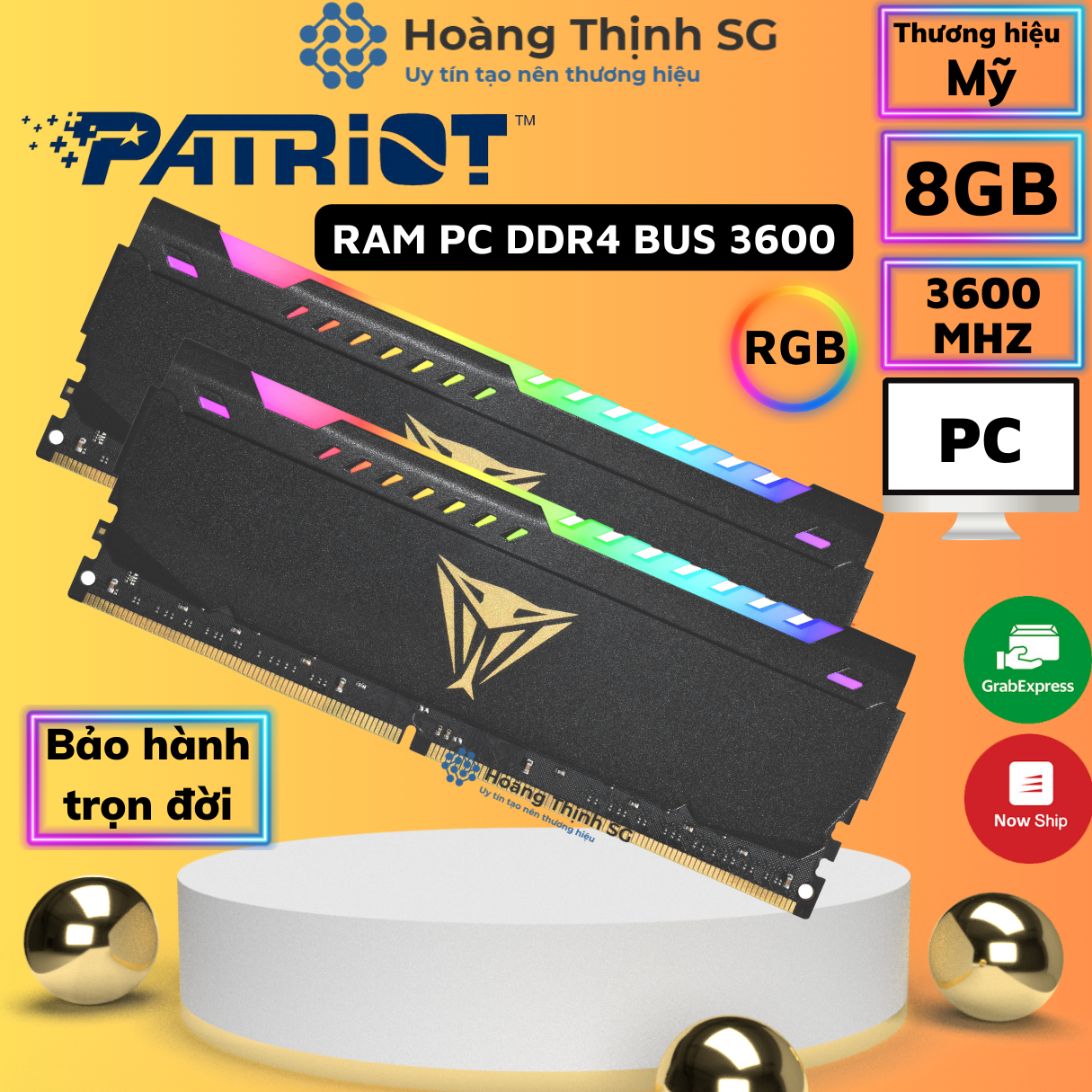 Ram DDR4 8GB 16GB Bus 3600MHz Viper STEEL RGB PATRIOT