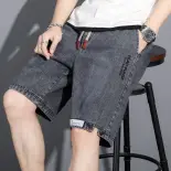 MOLAN Quần short nam mùa hè quần jean nam đơn giản quần đùi denim nam retro kiểu Mỹ dáng rộng dụng cụ nhẹ