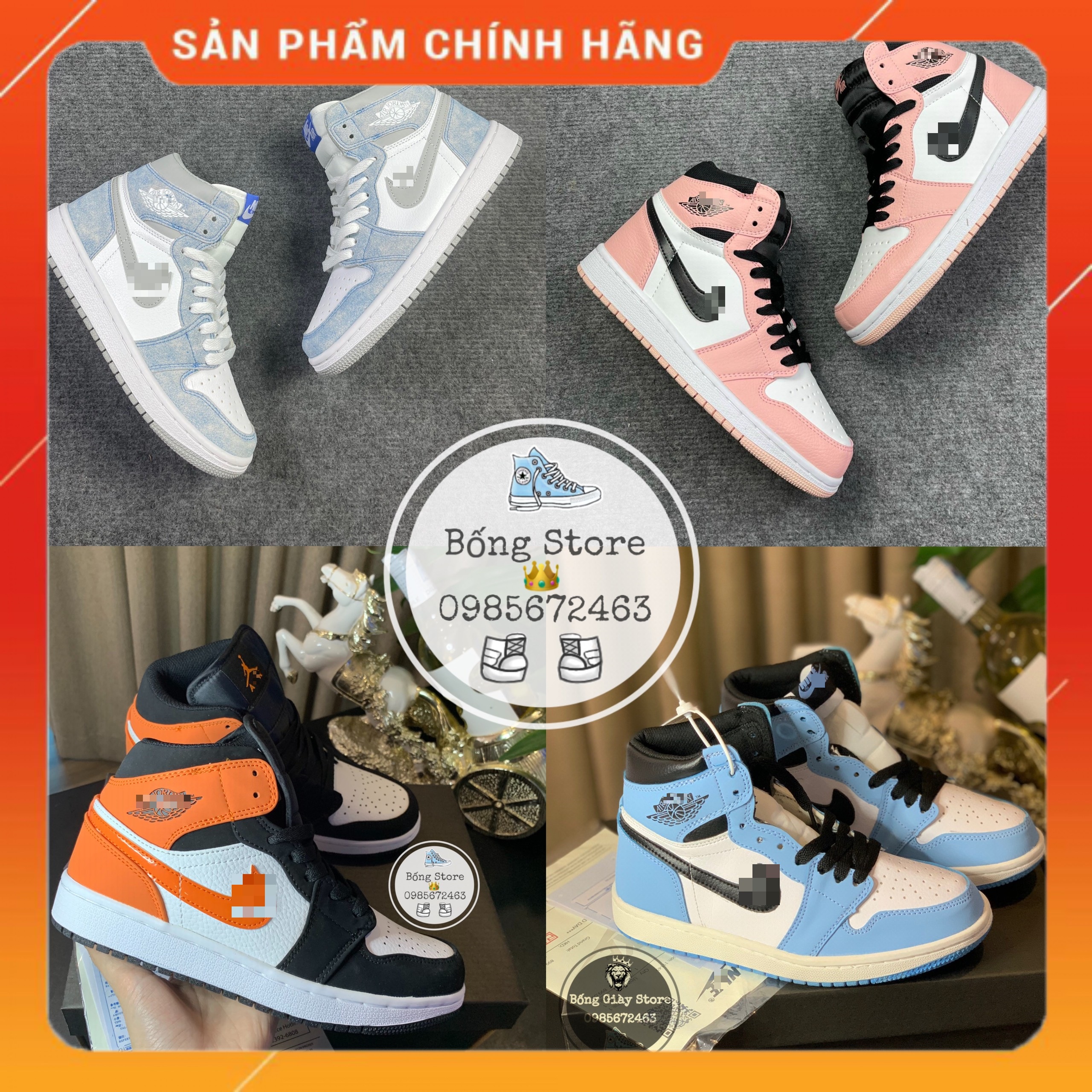 Giày JODAN, jd1 low panda cổ cao thể thao nam nữ bản đẹp full box bill shop Bống giày sneaker