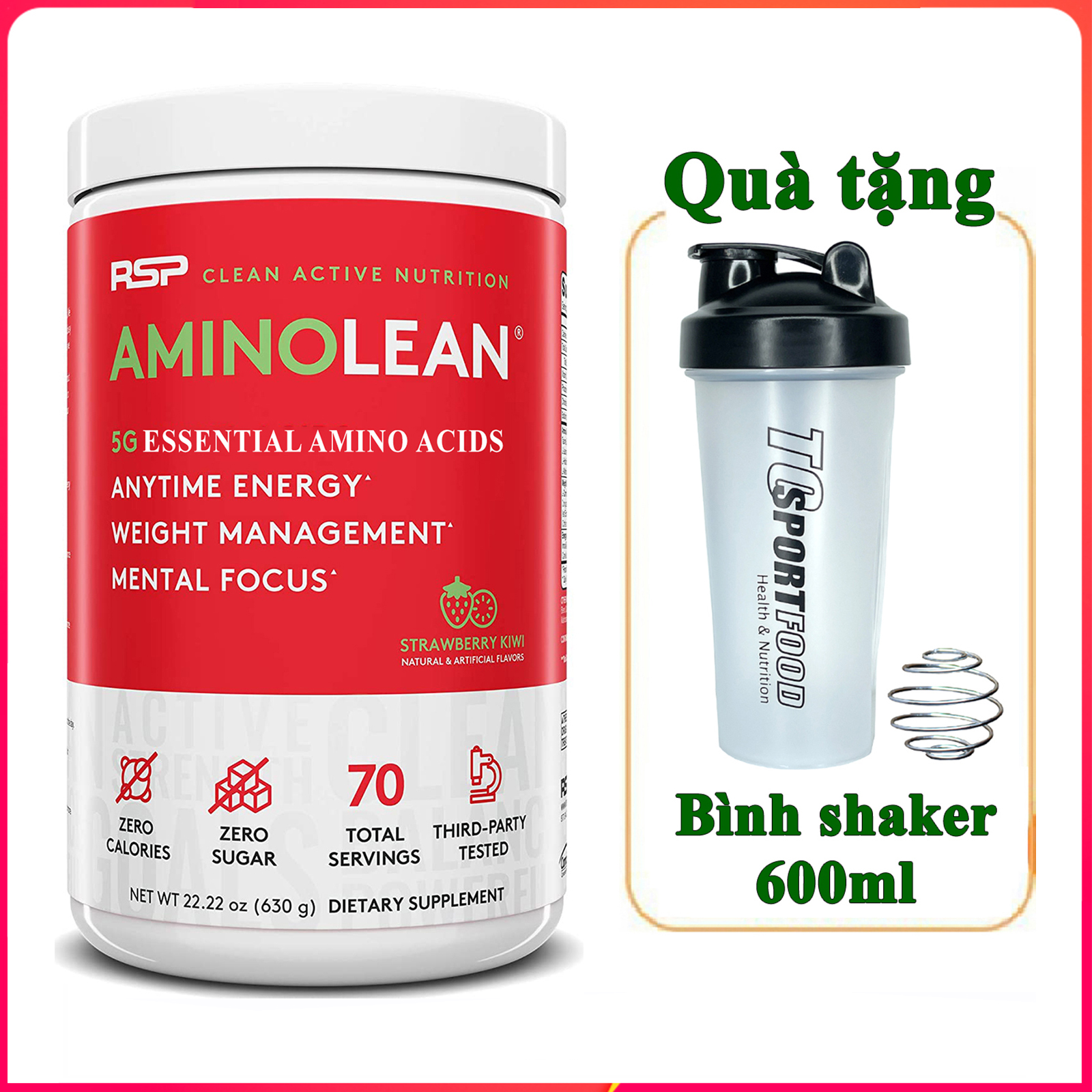 [TẶNG BÌNH] BCAA Amino lean của RSP hỗ trợ tăng sức bền, sức mạnh và phục hồi, phát triển cơ bắp trong tập luyện