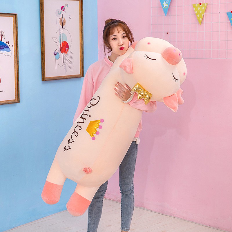 Gấu bông heo đội vương miệng Princess màu hồng kích thước 1m1 1m4 Xưởng Gấu bông Việt Nam