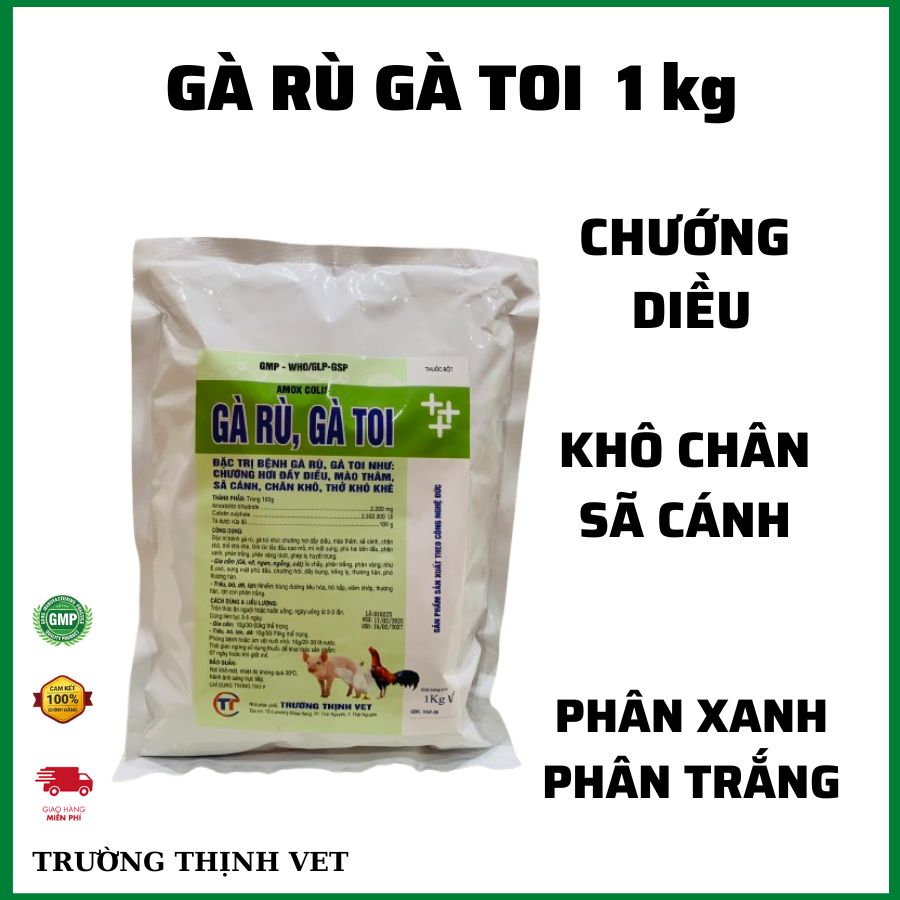  GÀ RÙ GÀ TOI 1Kg đặc trị phân xanh trắng chướng diều khô chân tiêu chảy cấp. Thú y Trường Thịnh 