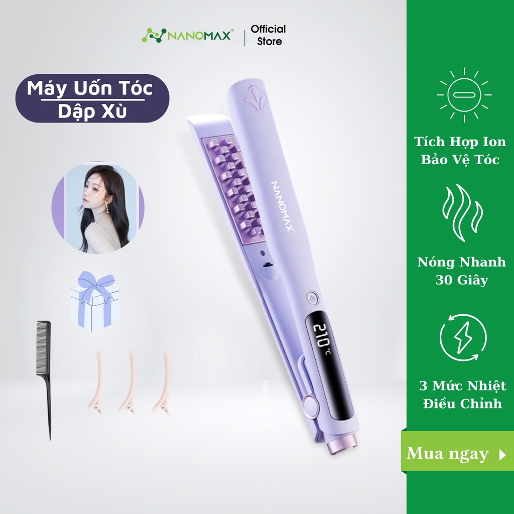 Máy Uốn Tóc Dập Xù Nanomax XN-838, Bấm Phồng Chân Tóc, Tích Hợp Ion Bảo Vệ, Màn Hình LED Hiển Thị, Bh 6 Tháng