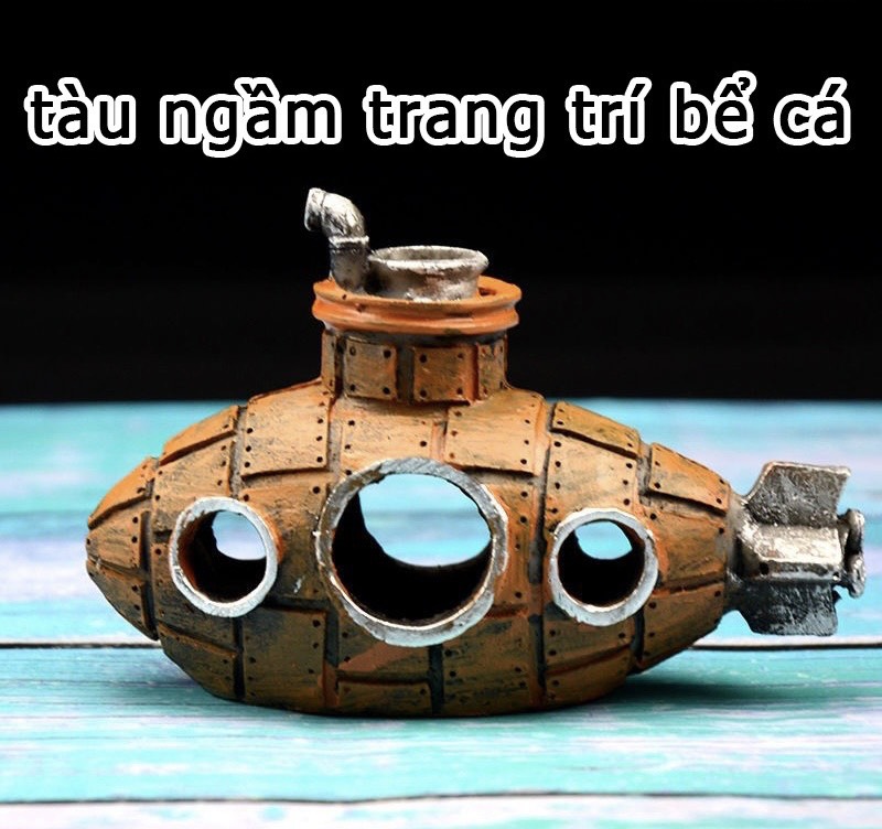 Mô hình tàu ngầm thuỷ sinh trang trí bể cá phụ kiện tàu chìm trang trí hồ cá cao cấp
