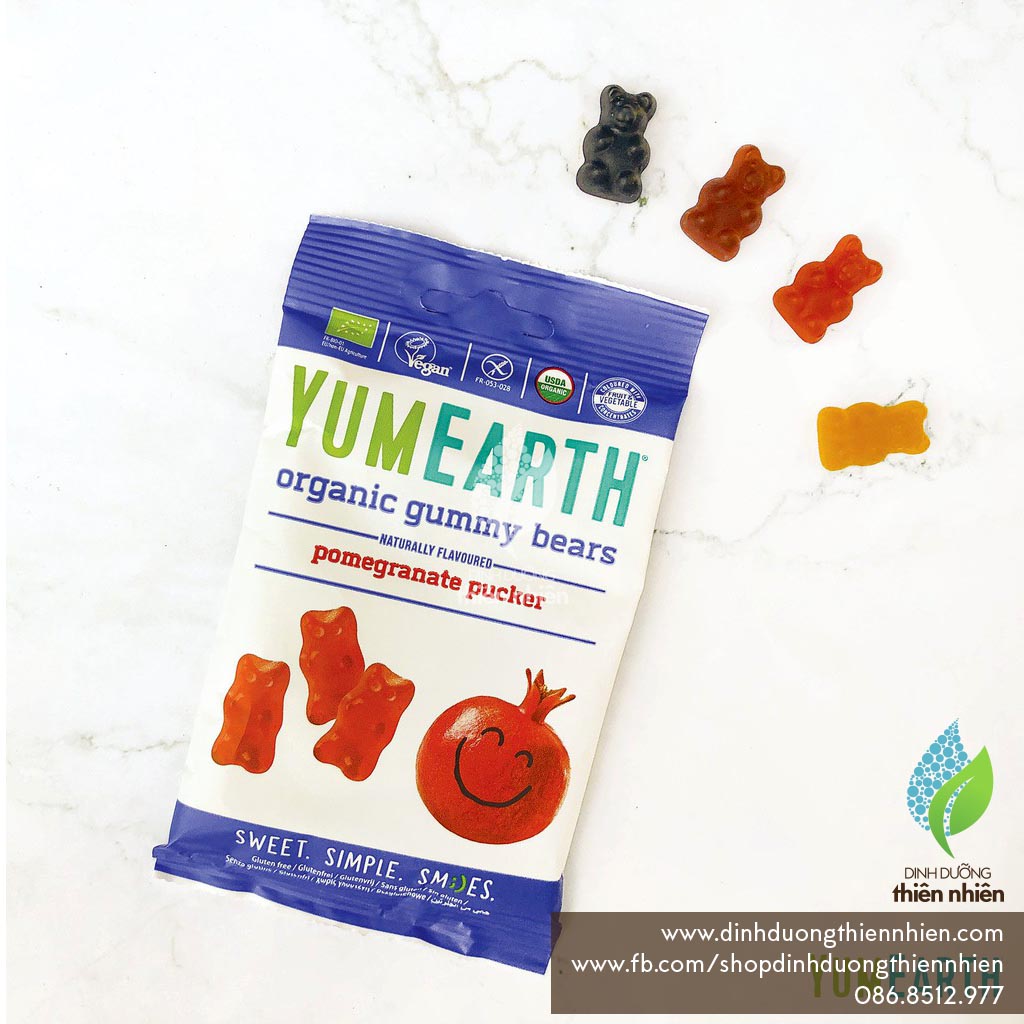Kẹo dẻo hữu cơ hình gấu yum earth organic gummy bears, yumearth, 50g