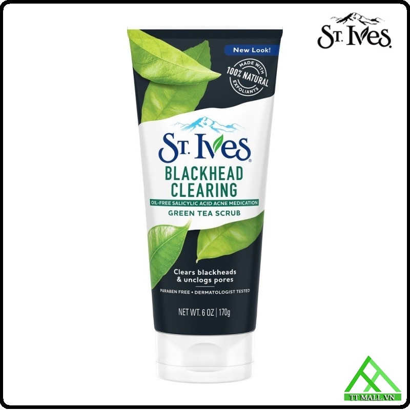 Sữa rửa mặt sạch mụn đầu đen st.ives trà xanh 170g