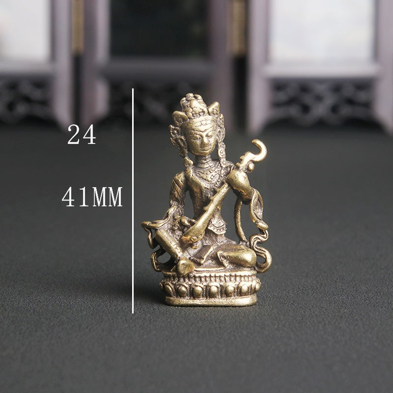 Tượng Phong Thủy Hình Phật Thiên Vương Ôm Đàn Tỳ Bà Bằng Đồng (Kích Thước: 4.2 x 2.6cm)