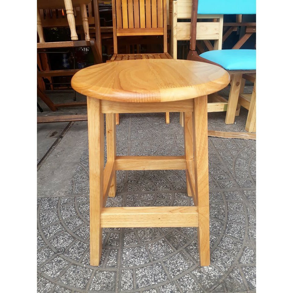 Ghế gỗ mặt tròn chân thang cực chắc chắn cao 45cm