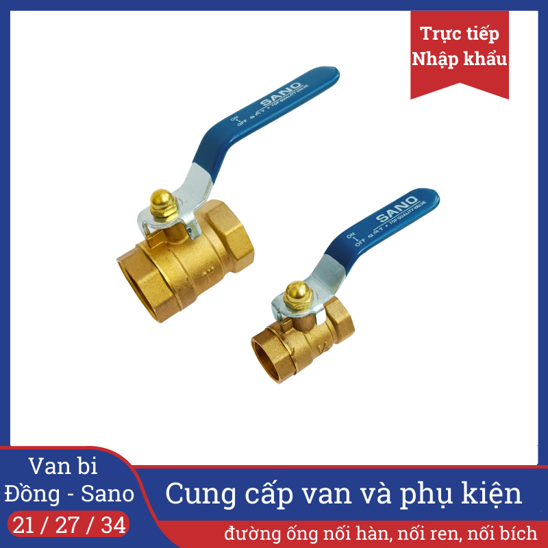 Van bi sano 21 27 34 van nước đồng ren trong tay gạt