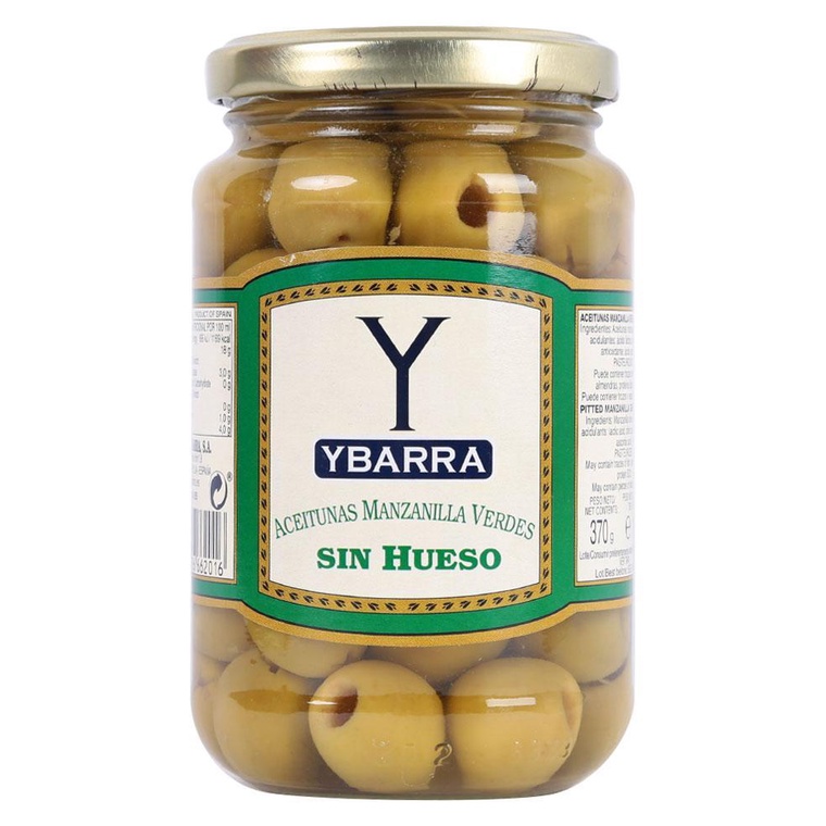 Trái Oliu Xanh Tách Hạt Ybarra Pitted Olives 350gr*12h/ Ybarra Pitted Olives Sin Hueso - Nhập Khẩu Tây Ban Nha