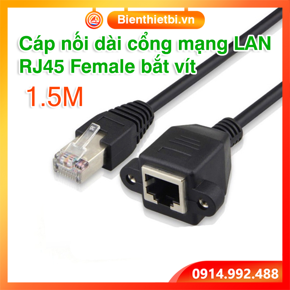 Cáp nối dài mạng LAN RJ45 bắt vít, Đực-Cái, 1.5M. Dùng cho máy tính công nghiệp, PC, Laptop, máy đồng bộ, Server, Router Hub-Switch, máy in scan, Tivi