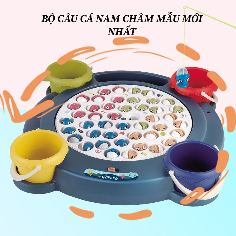 Đồ Chơi Câu Cá 45 Con Có Cần Nam Châm Dễ Chơi Mẫu Mới Nhất Tặng Kèm Pin