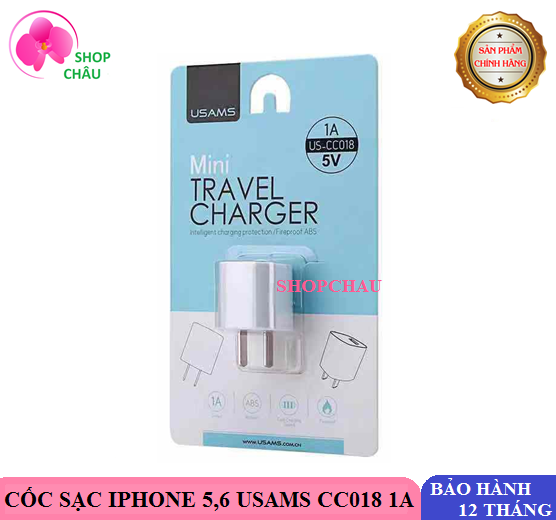[HCM]Cốc Sạc Usams CC018 5V/1A - Bảo Hành 12T