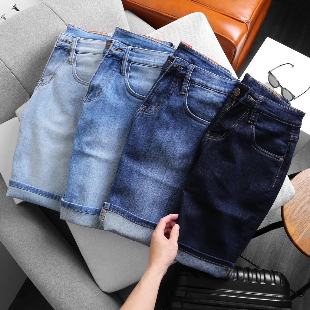 Quần Đũi Nam Wash bạc Andromeda Short Jean Nam Phom Xuông Không Co Dãn Rất Bền Màu