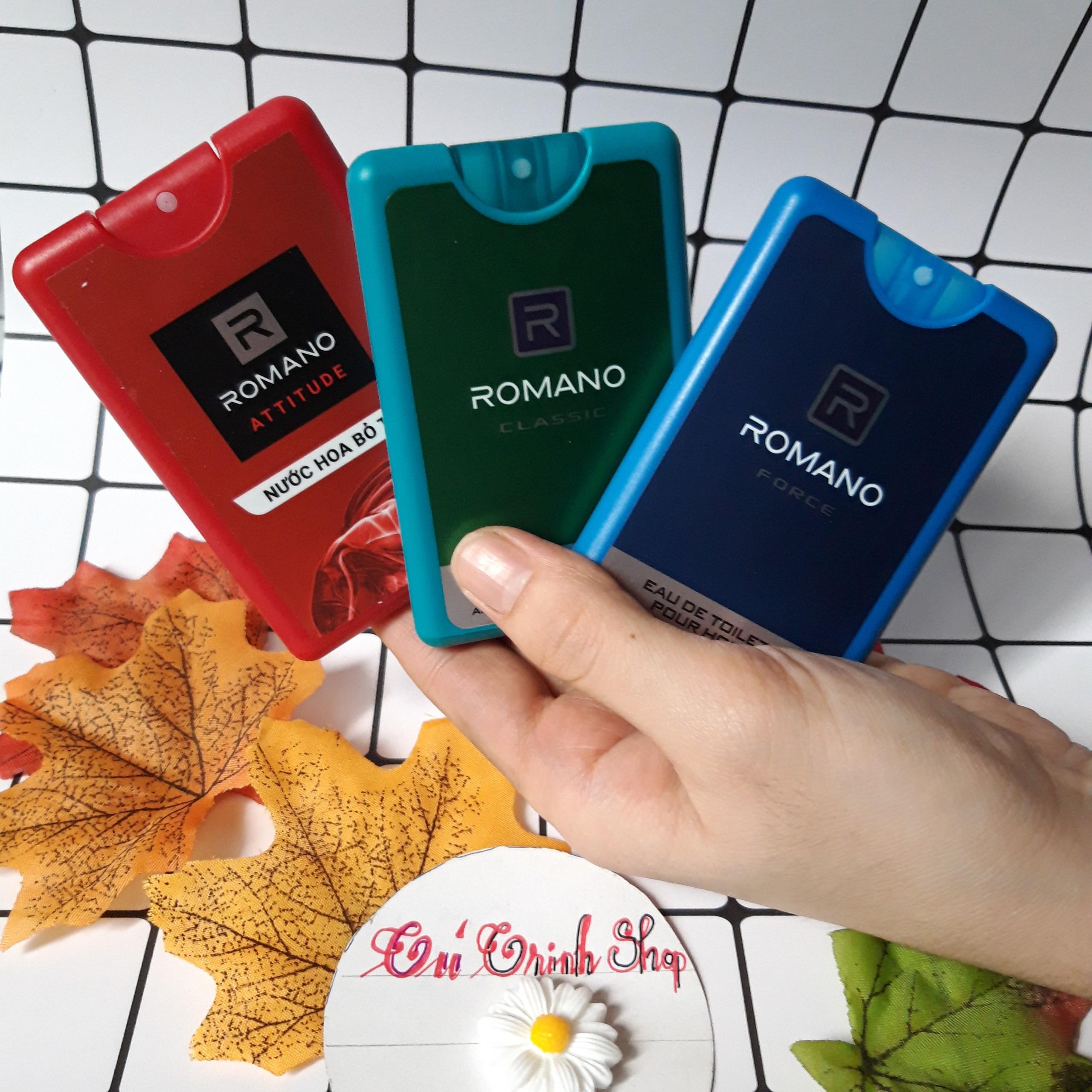Combo 3 Nước Hoa Bỏ Túi Romano (18ml)- (Màu Đỏ- Xanh Dương-xanh Lá)