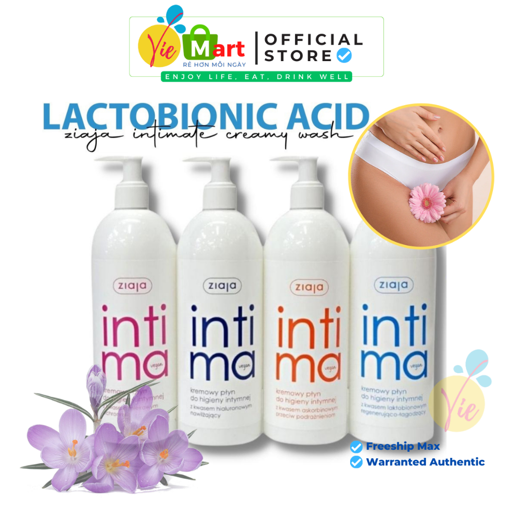 Intima Ziaja 500ml - Dung dịch vệ sinh intima dạng sữa giúp làm sạch,cấp ẩm & cân bằng độ pH