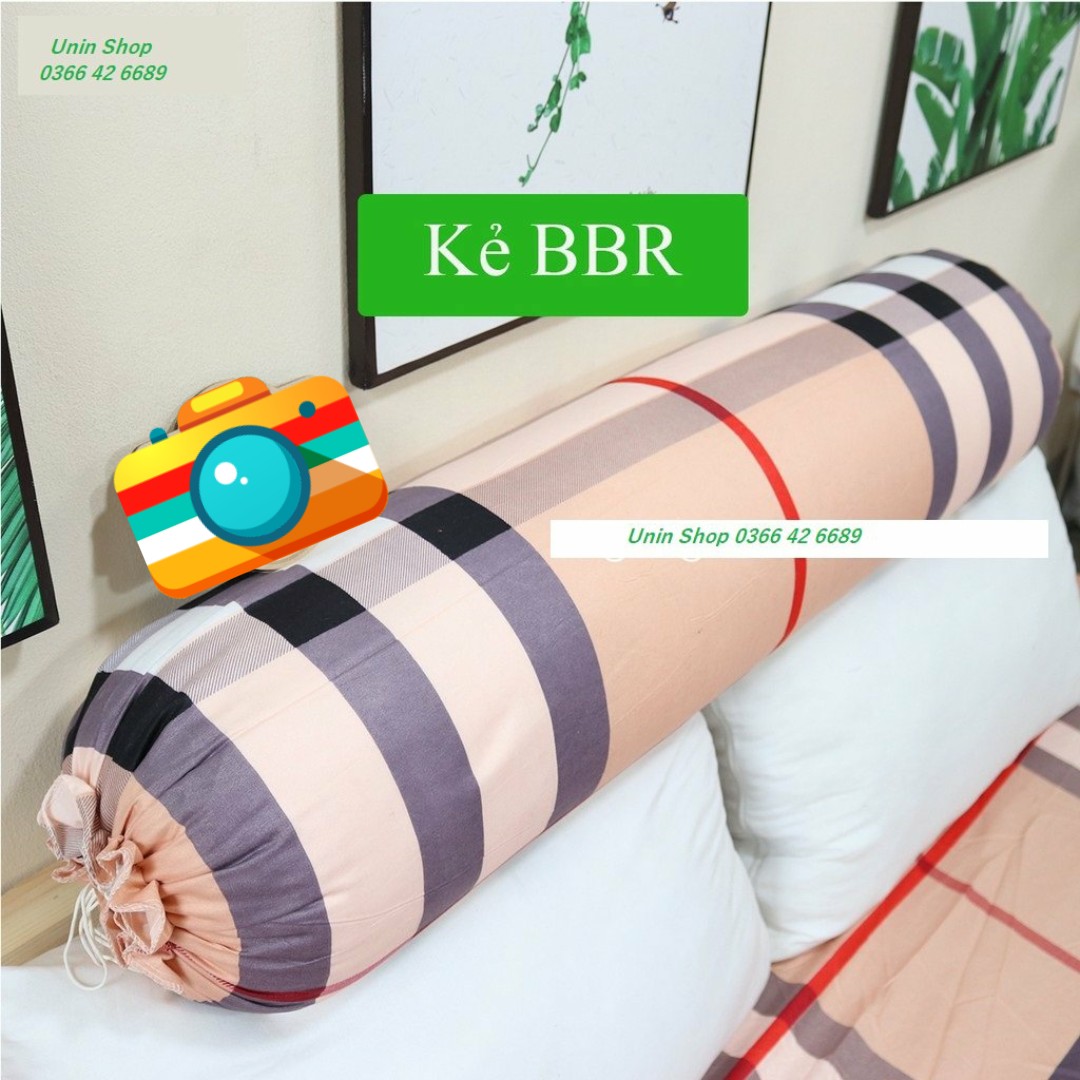 (Siêu rẻ) Vỏ gối ôm poly cotton mẫu Kẻ BBR, áo gối dài nhiều mẫu đẹp, bao gối ôm người lớn 30x100cm có dây dù rút kéo