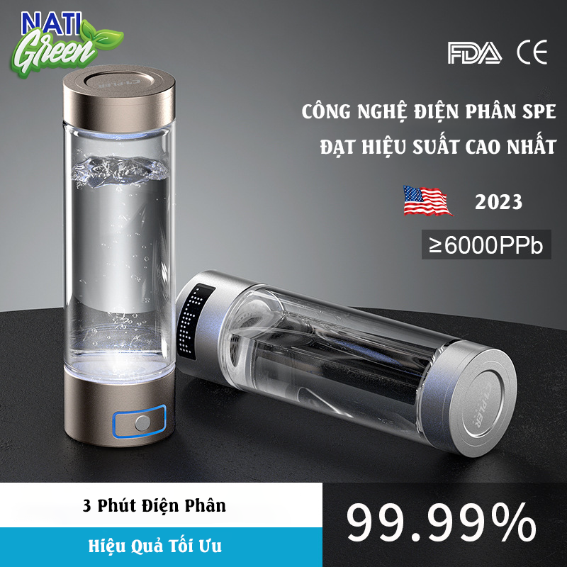 Máy tạo nước hydrogen cầm tay và hít khí hydrogen công nghệ spe 6000 ppb - na03