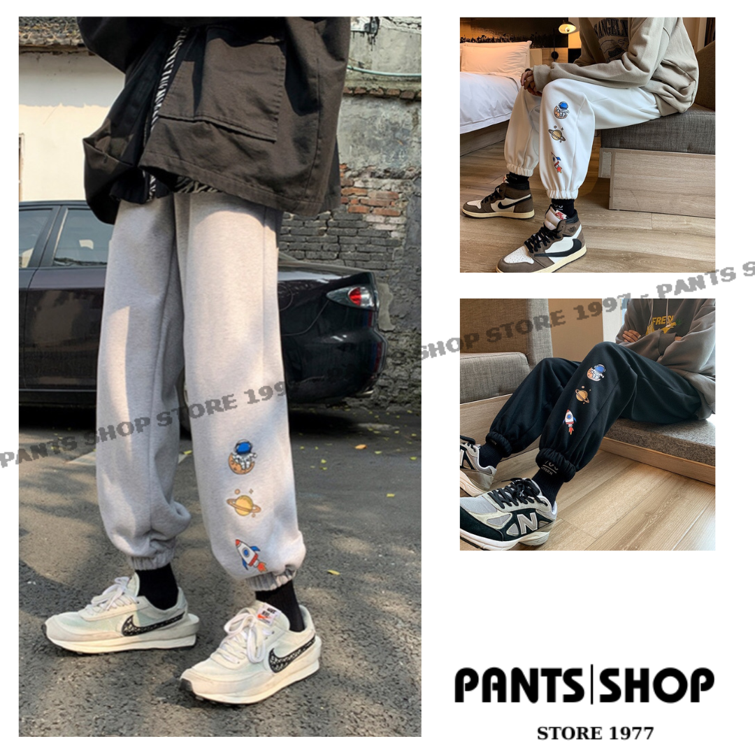 Quần jogger nỉ thêu spun ulzzang - quần dài nỉ vũ trụ - pants shop