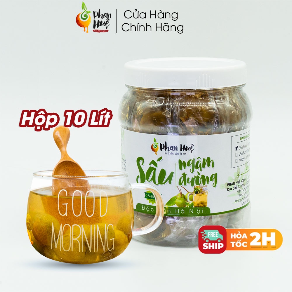 Sấu ngâm đường Phan Huệ hũ 10 Lít. Vị chua ngọt thơm nhẹ gừng. Đặc sản Hà Nội. Uống là mê