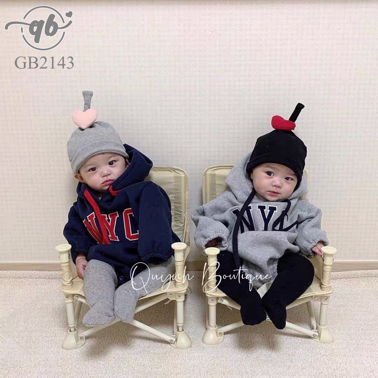 Quần áo trẻ em Quỳnh Boutique Mẫu bodysuit Hoddie NY cho bé