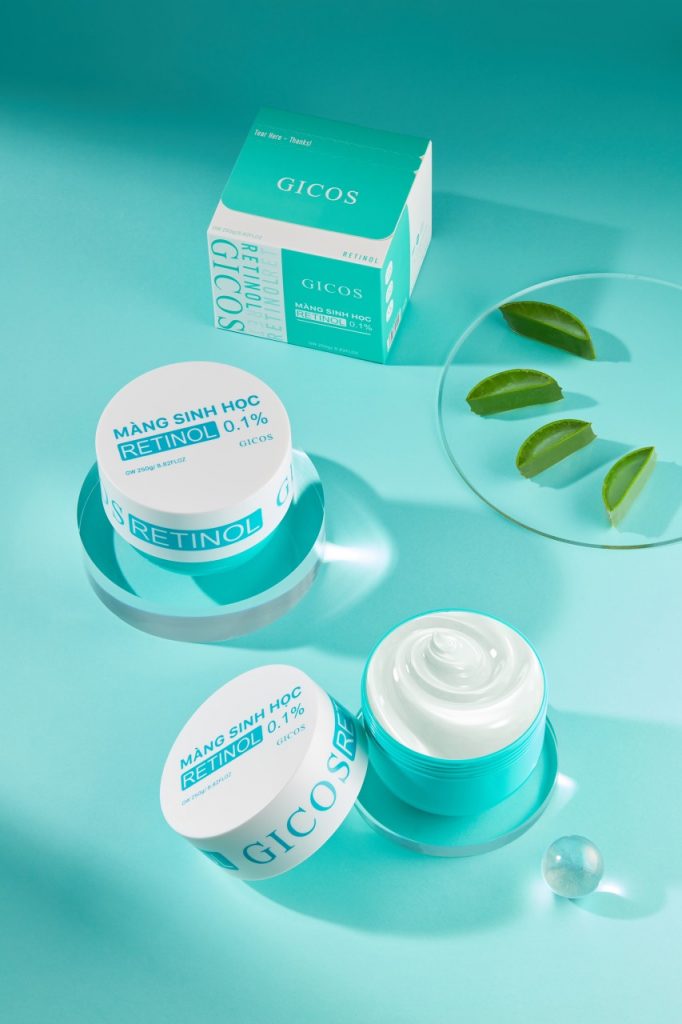Màng sinh học Gicos Retinol 0.1%, kem body trắng da mịn màng ngăn ngừa lão hoá hộp 250g