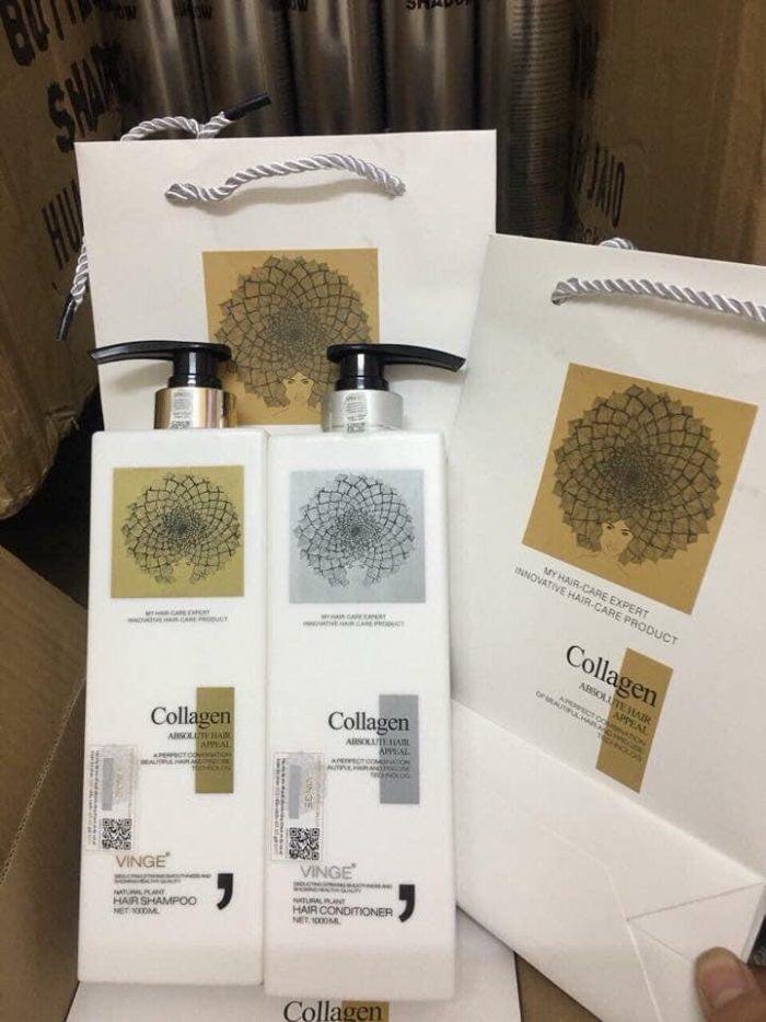 DẦU GỘI XẢ COLLAGEN VINGE PHỤC HỒI VÀ KÍCH THÍCH MỌC TÓC 1000ML X 2