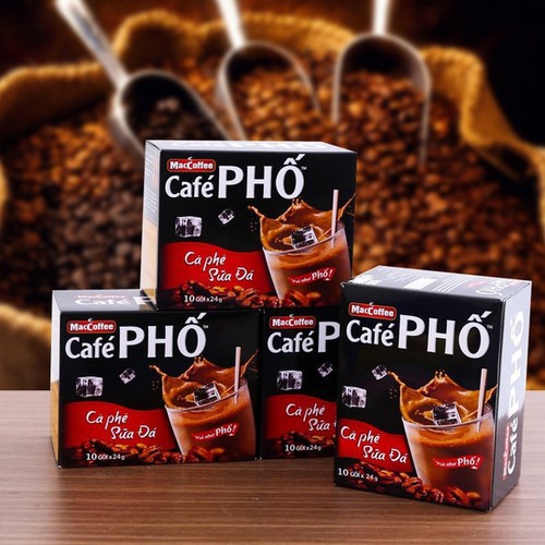 Cà phê phố sữa đá maccoffee café phố hộp 10 gói 240g