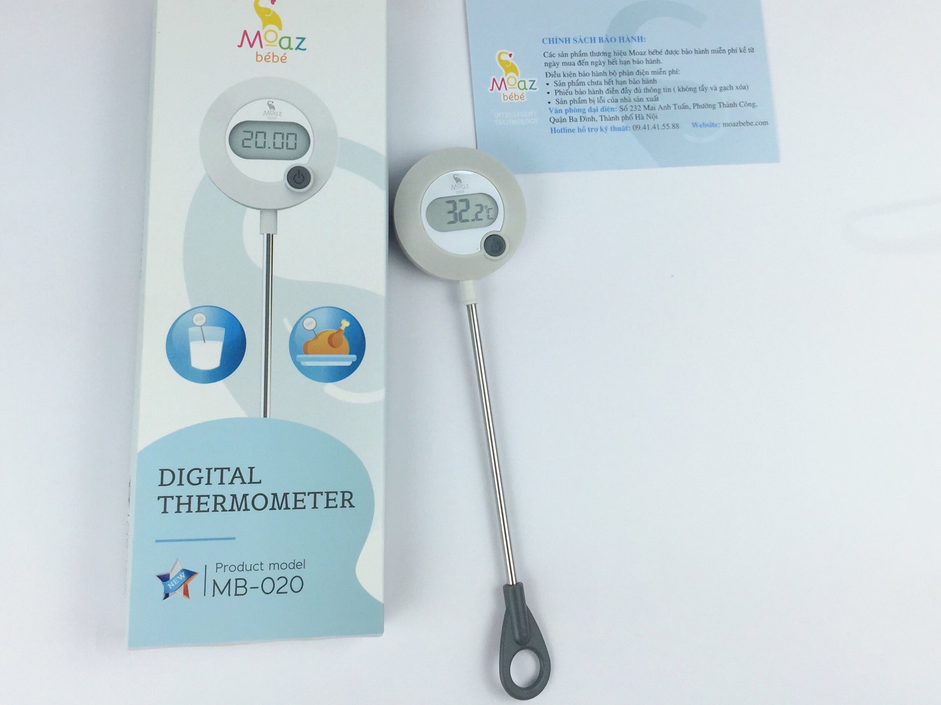 Nhiệt kế điện tử pha sữa, đo nhiệt độ thực phẩm chỉ vài giây moaz bebe- mb020