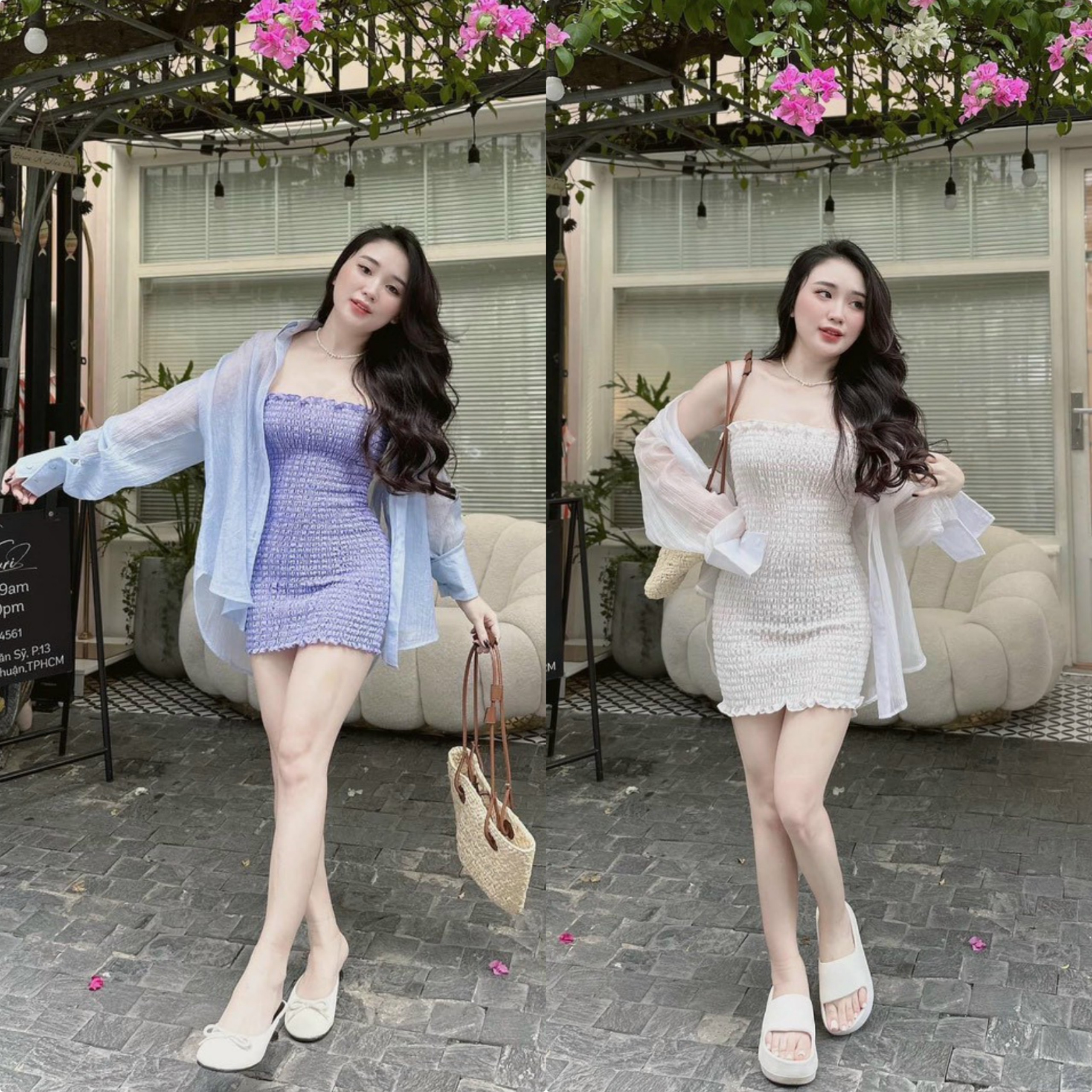 Sét 2 món áo khoắc lụa tơ tay dài kèm váy ống body chạy mocking siêu gợi cảm quyến rũ