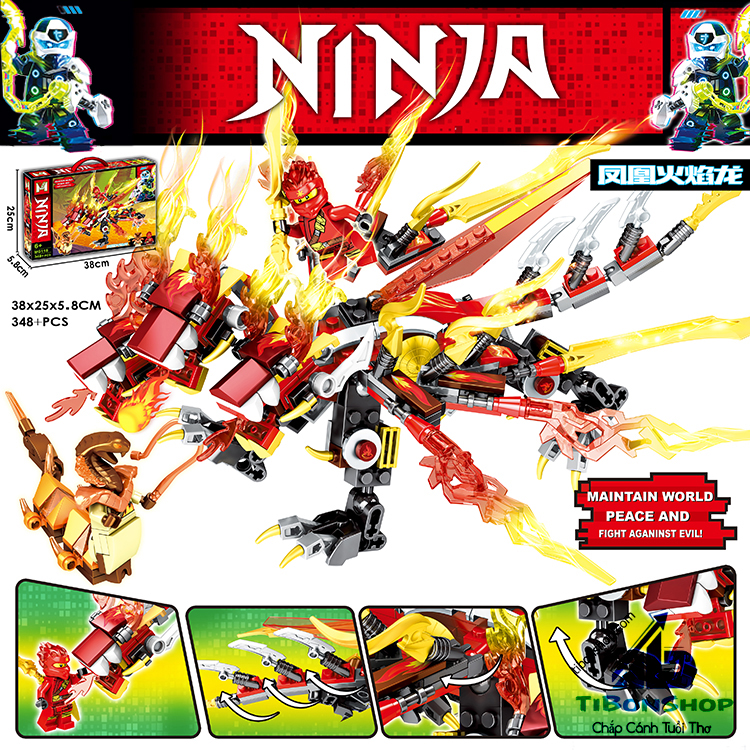 Lắp ráp xếp hình lego ninjago mg 118 : rồng 3 đầu 348 mảnh