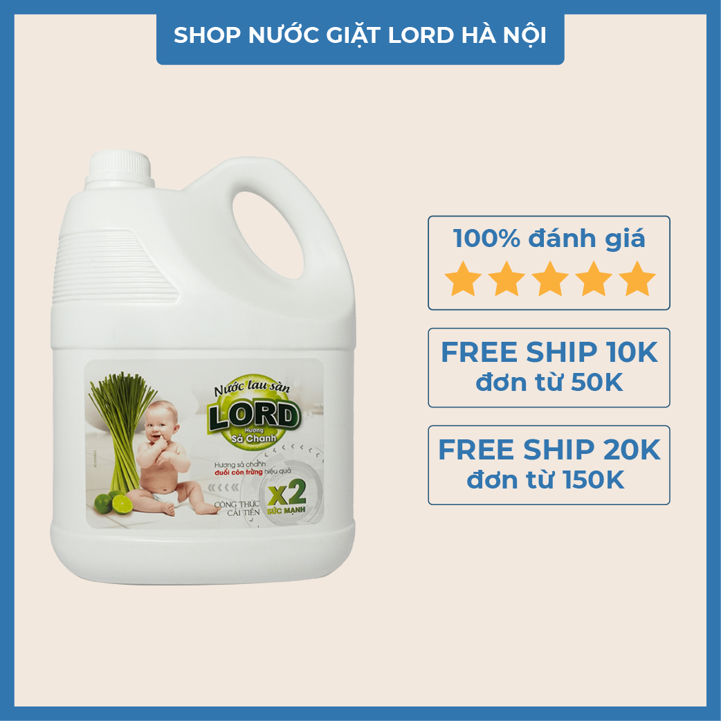 Nước lau sàn Lord hương sả chanh 3,8kg hạn chế vi khuẩn, côn trùng