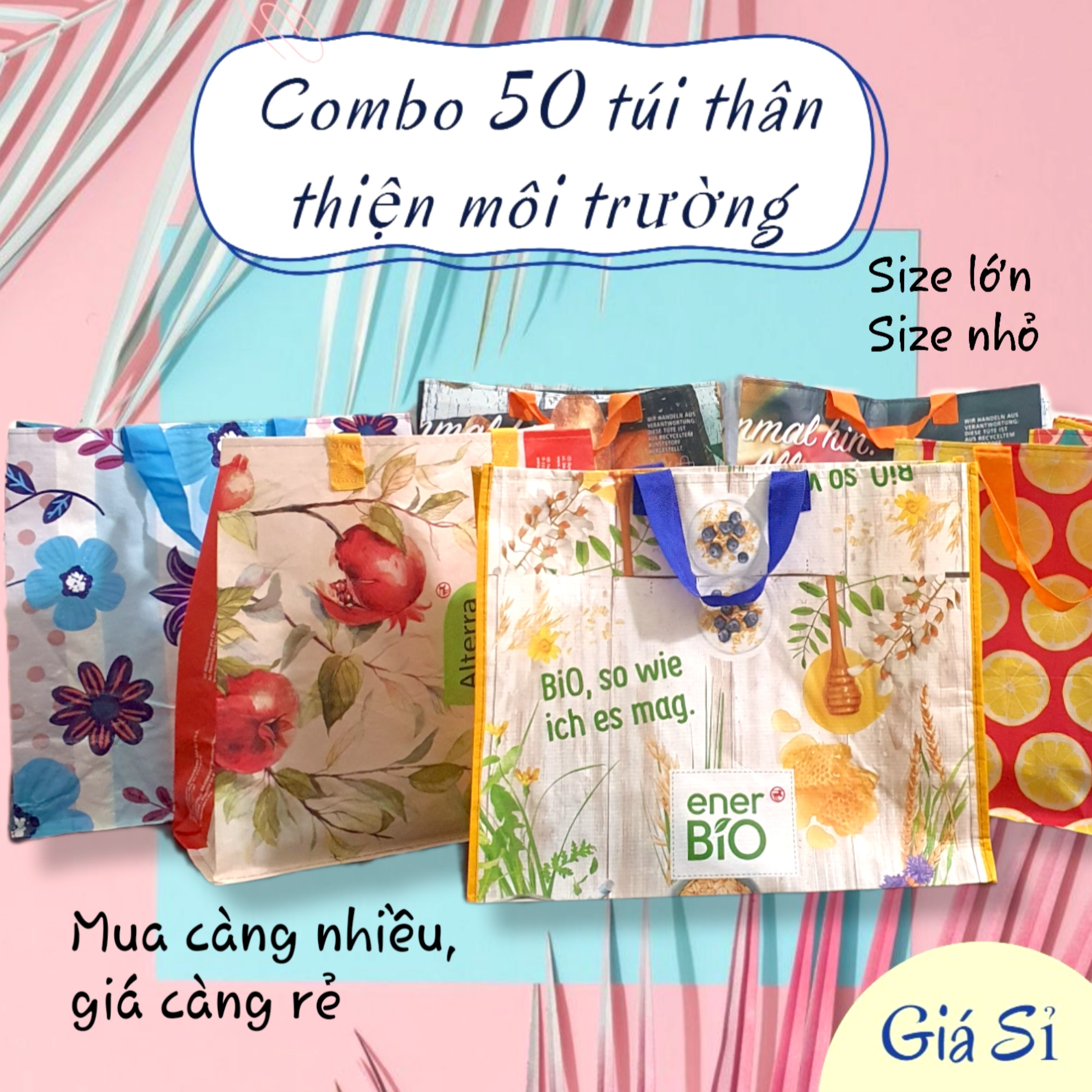 [HCM] COMBO 50 TÚI TÁI CHẾ THÂN THIỆN MÔI TRƯỜNG SIÊU RẺ SIÊU TIẾT KIỆM, LAU CHÙI ĐƯỢC KHÔNG THẤM NƯỚC, TÚI PP DỆT, ECO SHOPPING BAG, TÚI SỬ DỤNG NHIỀU LẦN, TÚI SIÊU THỊ, ĐI CHỢ, ĐỰNG ĐỒ