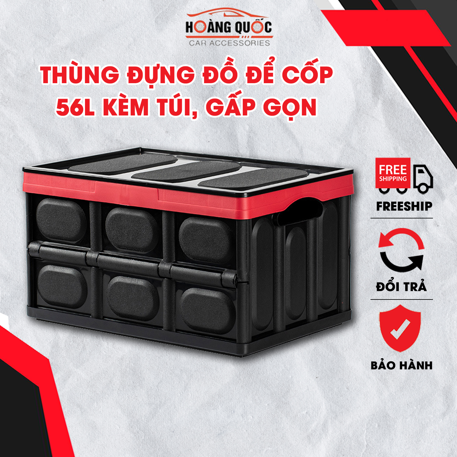 Thùng đựng đồ để cốp ô tô, thùng đựng đồ gấp gọn đa năng dùng cho ô tô và gia đình