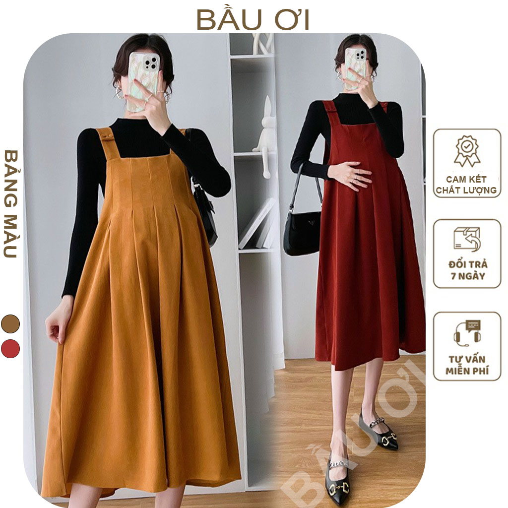 [BAUOII V127] SET YẾM BẦU VÀ ÁO DÀI TAY CHẤT NHUNG TĂM - ĐẦM BẦU BABYDOLL MÙA ĐÔNG THIẾT KẾ DẠNG YẾM