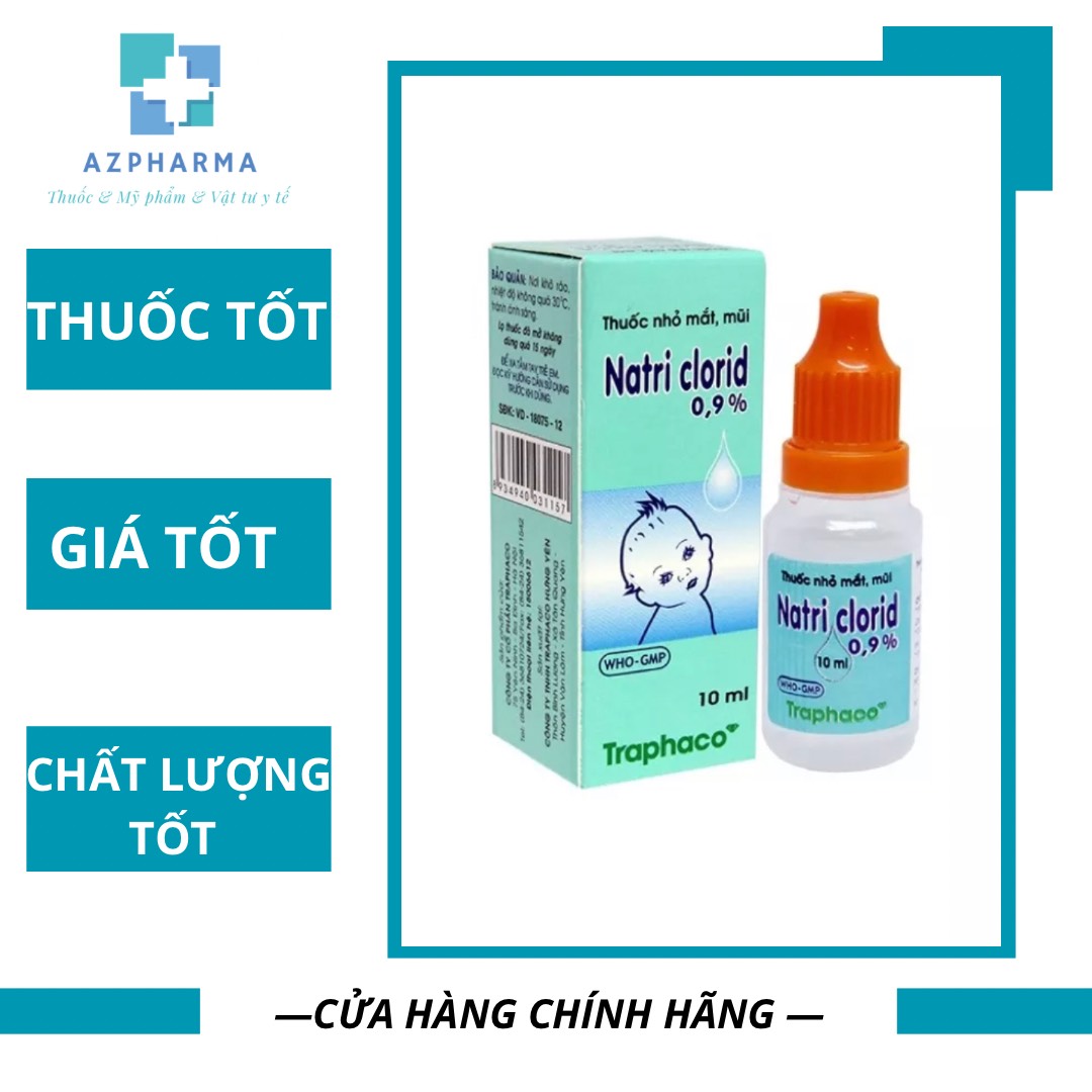 Nước muối nhỏ mắt, mũi Natri Clorid chai 10ml - Lốc 10 lọ
