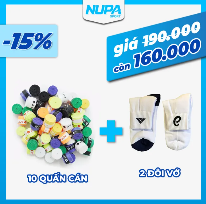 Combo 12 quấn cán joto overgrip + 2 đôi vớ vnxk