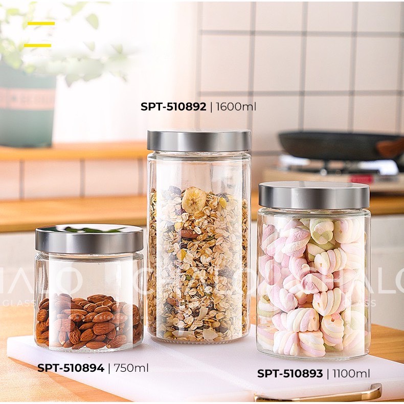 Hũ thủy tinh nắp inox vặn kín hơi các cỡ 750-1100-1600ml, hũ thuỷ tinh đựng gia vị, thực phẩm,chai lọ hũ thuỷ tinh gia dụng nhà bếp