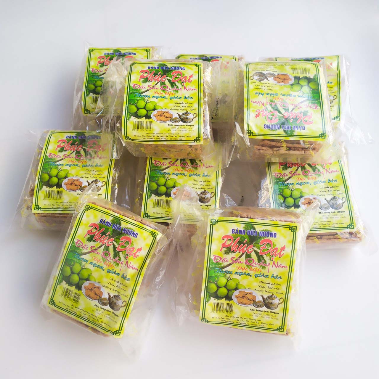 [HCM][Siêu tiết kiệm] Set 10 gói bánh dừa nướng nhỏ - đặc sản Quảng Nam - Bánh kẹo tết