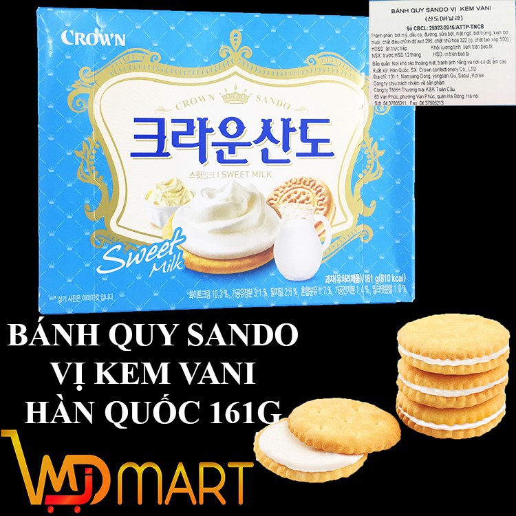 Bánh quy sando crown vị kem vani hàn quốc 161g giá tốt