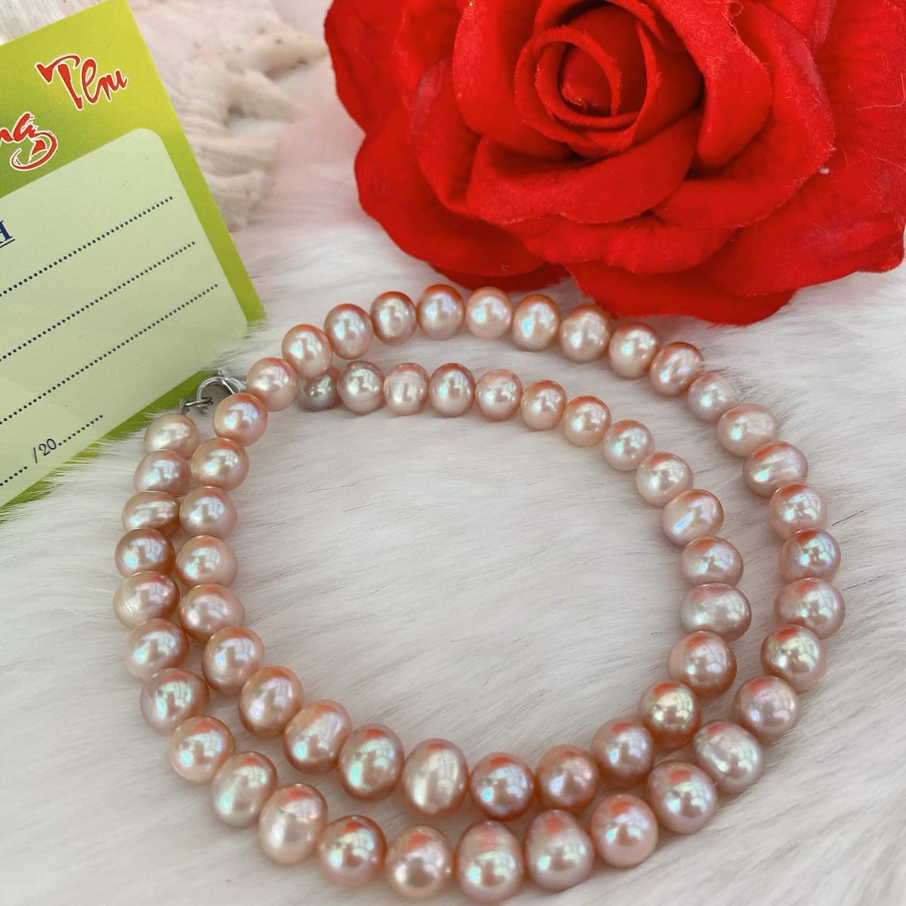 Vòng Cổ Ngọc Trai Nước Ngọt Tím Hồng Ngọt Ngào