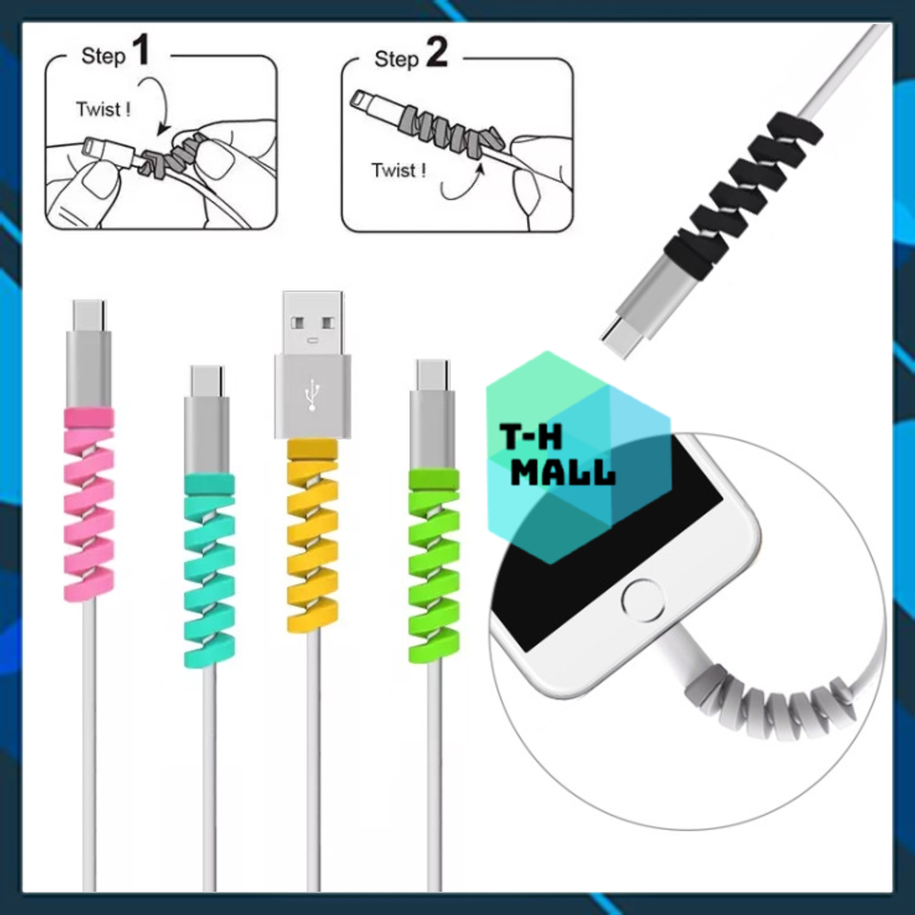 1 cặp miếng vỏ lò xo Bọc Nhựa Bảo Vệ Đầu Dây Cáp Sạc USB