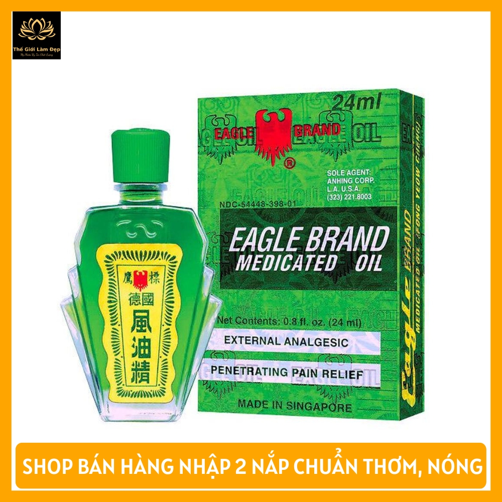 Dầu Gió Xanh Con Ó 2 nắp Mỹ Eagle Brand Medicated Oil 24ml xoa bóp giảm đau nhức mỏi xương khớp đầu căng thẳng thông mũi cảm lạnh