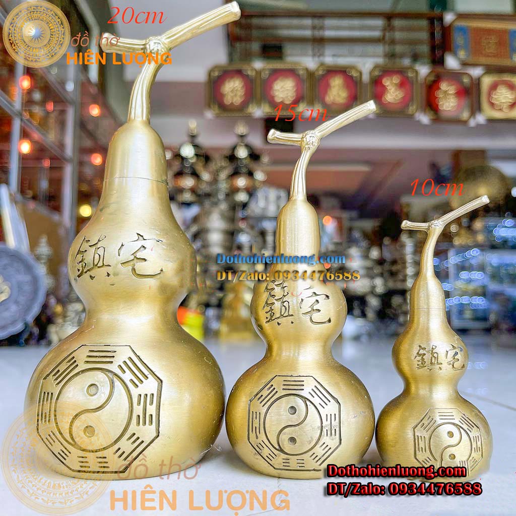 Hồ lô bát quái chữ phúc bằng đồng thau các cỡ - vật phẩm phong thủy