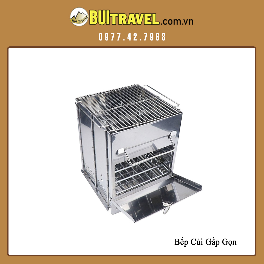 Bếp củi gấp gọn có kèm túi đựng - Bếp lò cắm trại dã ngoại đa năng